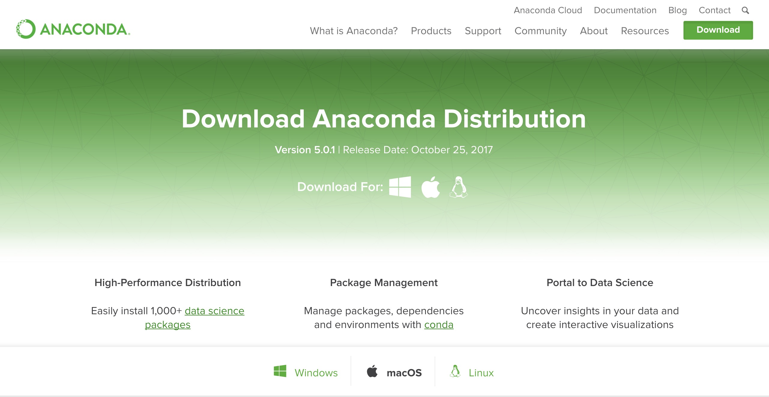 Anaconda官方下载界面